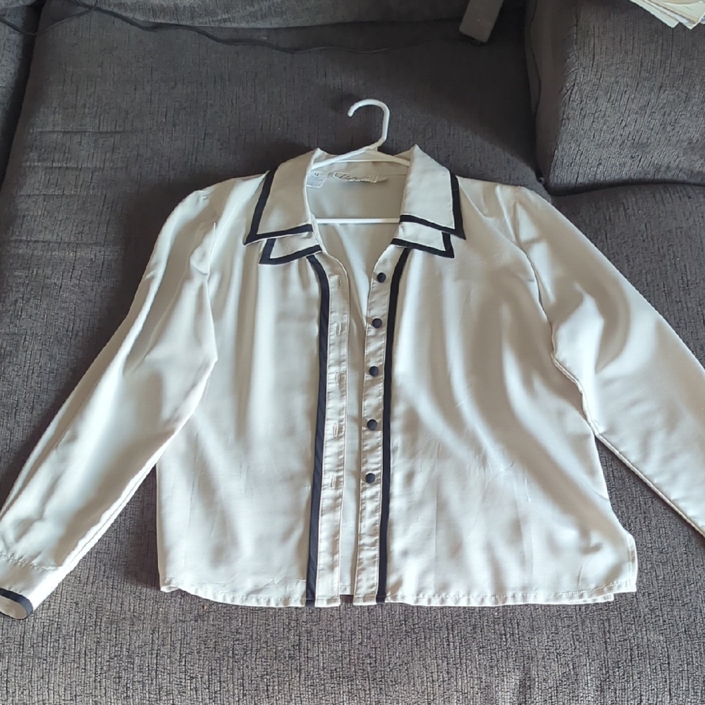 Chic White Blouse with Black Accents